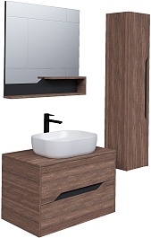 Grossman Мебель для ванной Лайф 80 GR-3020 подвесная винтажное дерево темное/графит – фотография-2